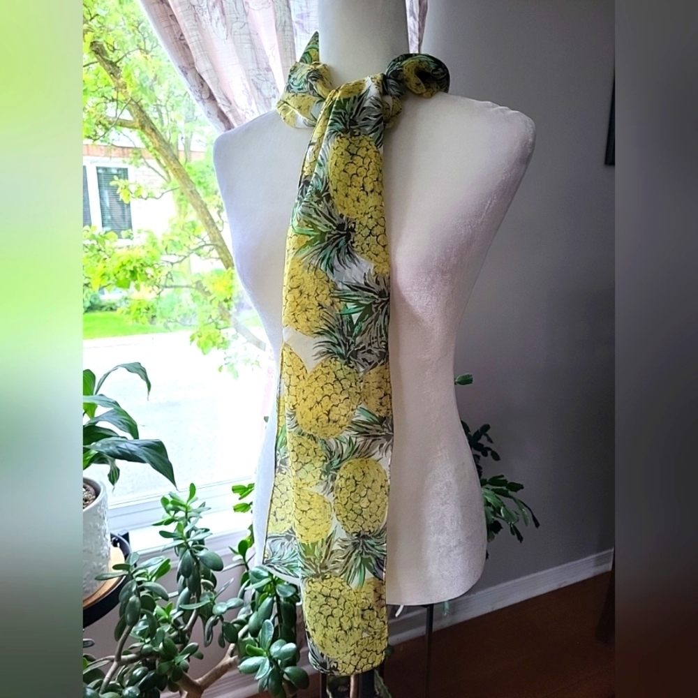 Tanjay Women's Scarf Pineapple Print Rectangle 64"x13"
